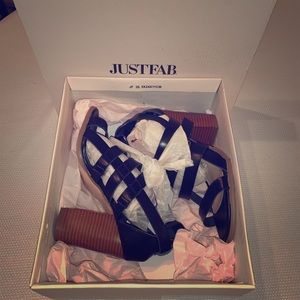 Just Fab Black Strap Heels - Size 8 NEW!